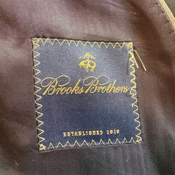 Brooks Brothers Mens Wool Blend 2 Piece Suit Black 43R W34 Cuffed Trousers - Picture 5 of 16